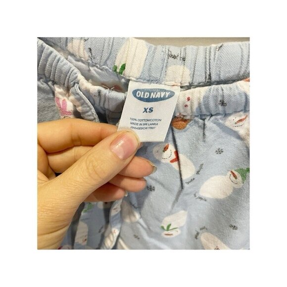 Old Navy Blue Snowman Fleece Pajama Pants XS Cropped Loungewear - Picture 4 of 4